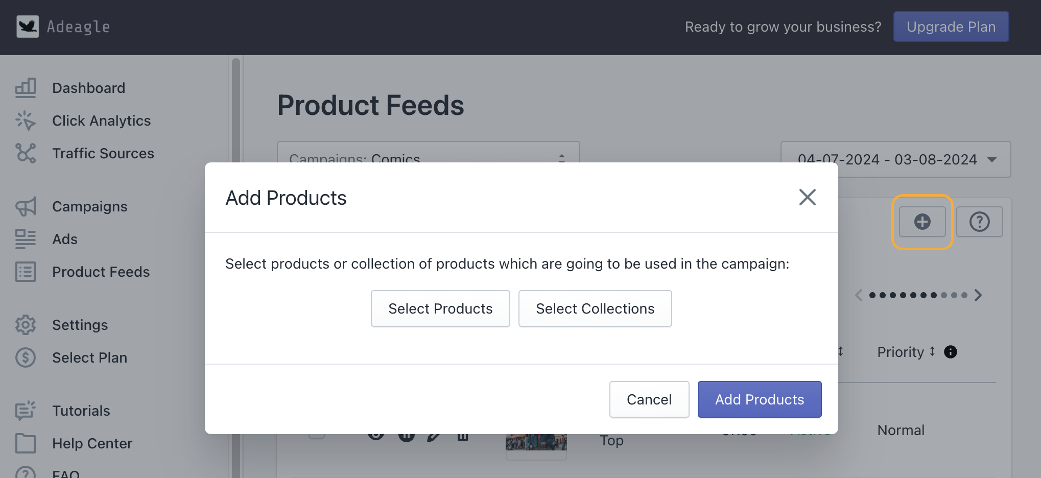 You can now add products to the existing campaigns in Adeagle